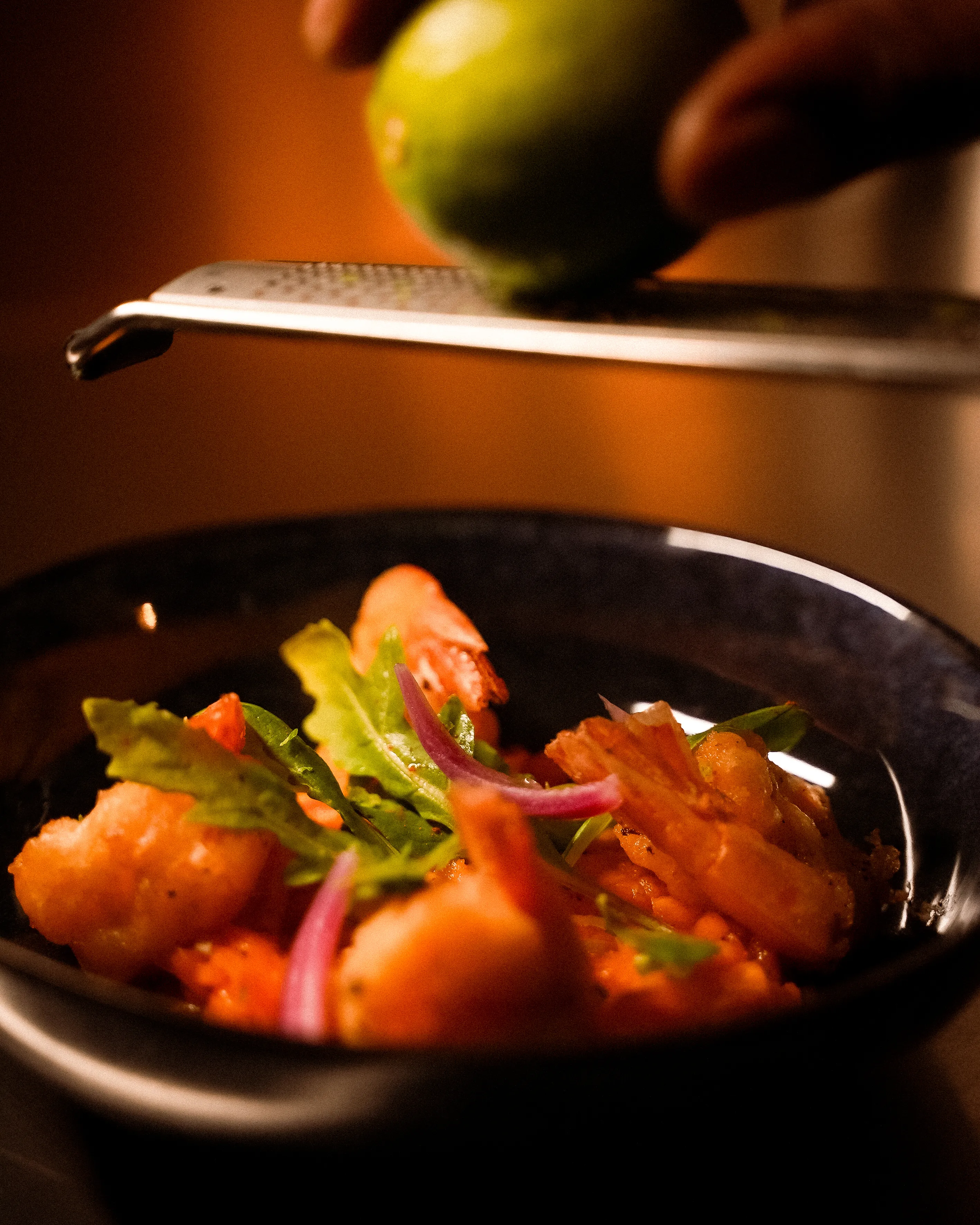Crevettes servies au restaurant Obaya